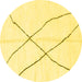 Round Solid Yellow Modern Rug, abs2908yw