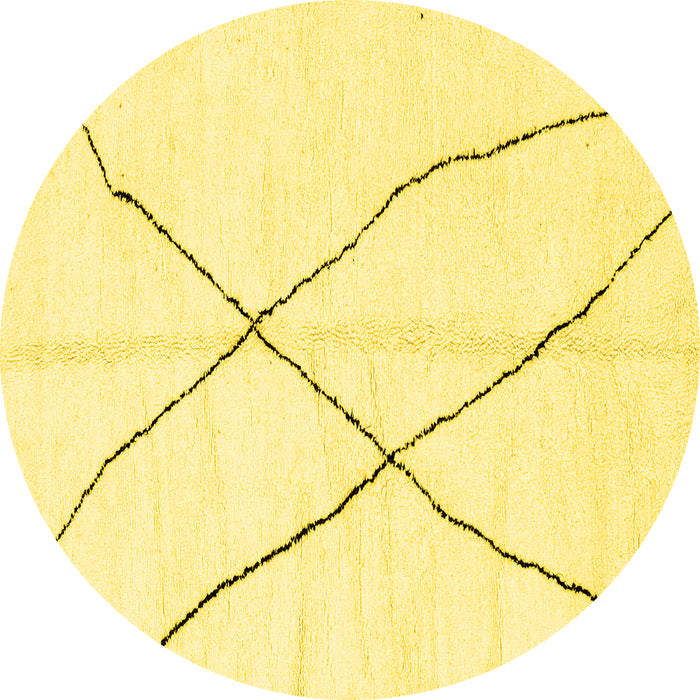 Round Machine Washable Solid Yellow Modern Rug, wshabs2908yw