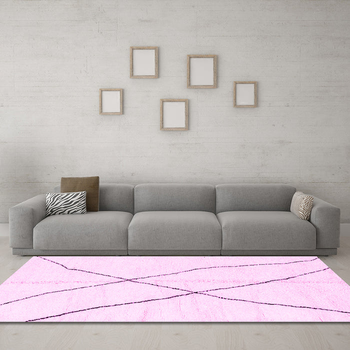 Machine Washable Solid Pink Modern Rug in a Living Room, wshabs2908pnk