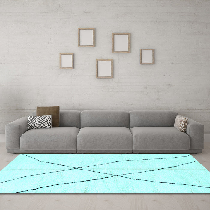 Machine Washable Solid Light Blue Modern Rug in a Living Room, wshabs2908lblu