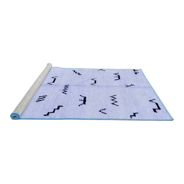 Sideview of Machine Washable Solid Blue Modern Rug, wshabs2909blu