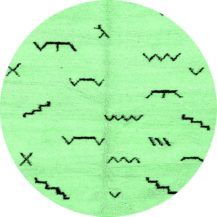 Round Machine Washable Solid Emerald Green Modern Area Rugs, wshabs2909emgrn