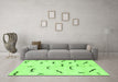 Machine Washable Solid Green Modern Area Rugs in a Living Room,, wshabs2909grn