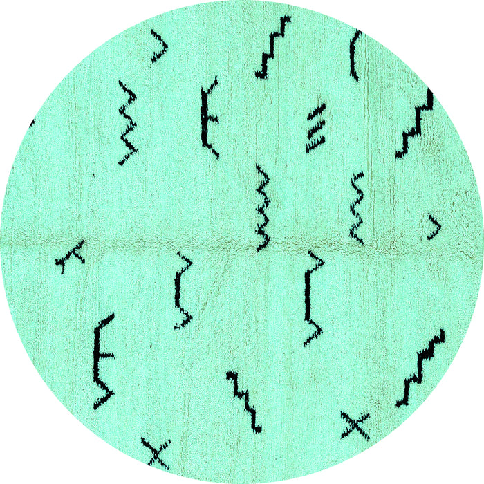 Round Machine Washable Solid Turquoise Modern Area Rugs, wshabs2909turq