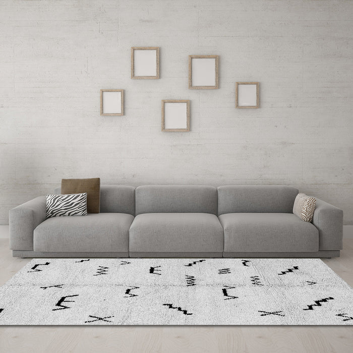 Machine Washable Solid Gray Modern Rug in a Living Room,, wshabs2909gry