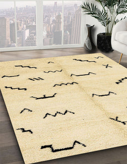 Abstract Sun Yellow Solid Rug in Family Room, abs2909