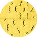 Round Machine Washable Solid Yellow Modern Rug, wshabs2909yw