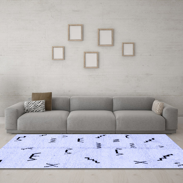 Machine Washable Solid Blue Modern Rug in a Living Room, wshabs2909blu