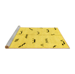 Sideview of Machine Washable Solid Yellow Modern Rug, wshabs2909yw