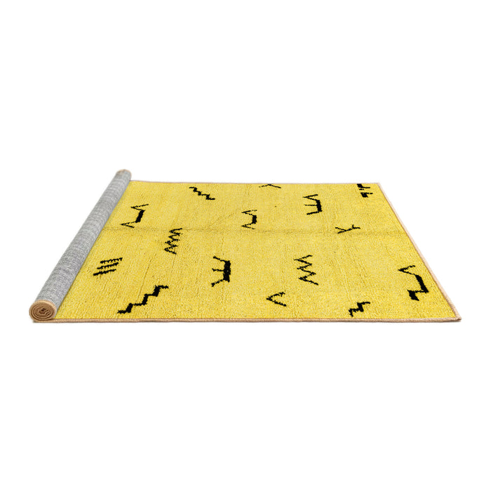 Sideview of Machine Washable Solid Yellow Modern Rug, wshabs2909yw