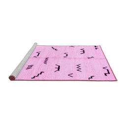 Sideview of Machine Washable Solid Pink Modern Rug, wshabs2909pnk