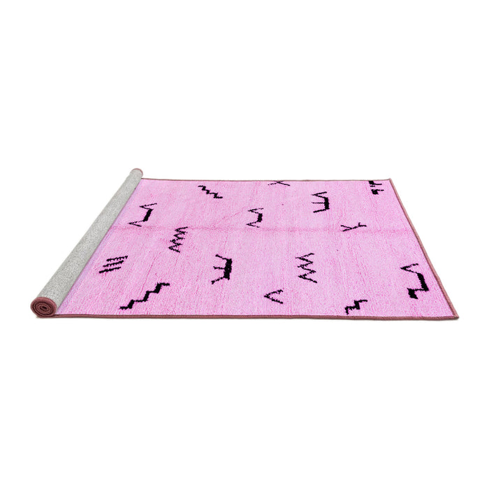 Sideview of Machine Washable Solid Pink Modern Rug, wshabs2909pnk
