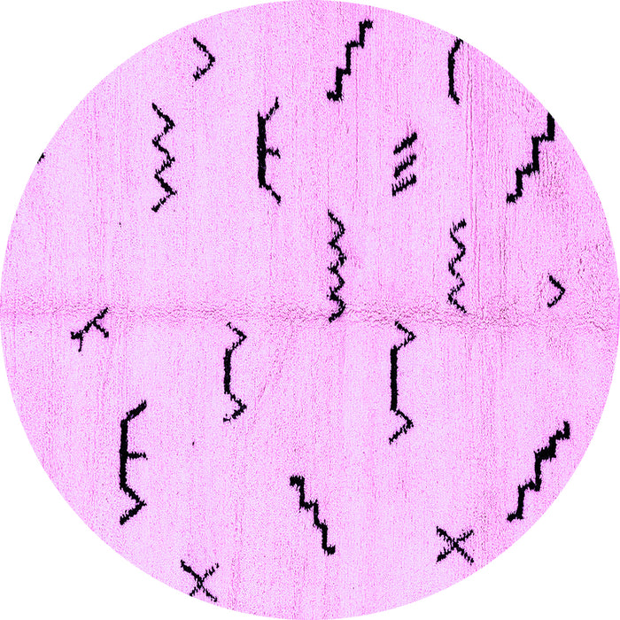 Round Machine Washable Solid Purple Modern Area Rugs, wshabs2909pur