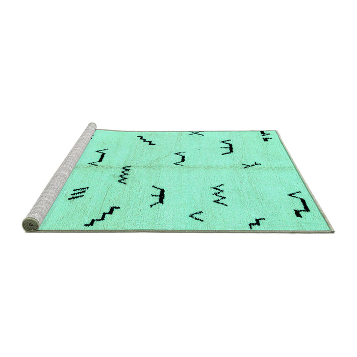 Sideview of Machine Washable Solid Turquoise Modern Area Rugs, wshabs2909turq