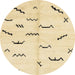 Round Abstract Sun Yellow Solid Rug, abs2909