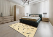 Machine Washable Abstract Sun Yellow Rug in a Bedroom, wshabs2909