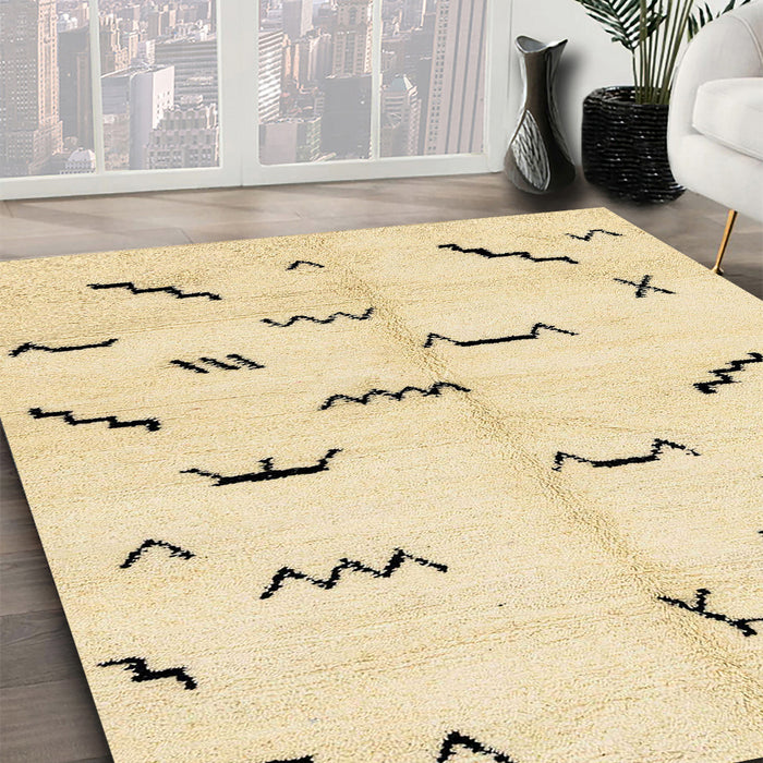 Machine Washable Abstract Sun Yellow Rug in a Family Room, wshabs2909