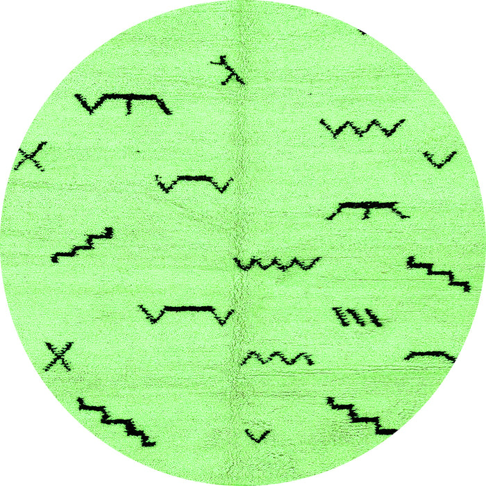 Round Machine Washable Solid Green Modern Area Rugs, wshabs2909grn