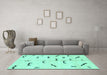 Machine Washable Solid Turquoise Modern Area Rugs in a Living Room,, wshabs2909turq