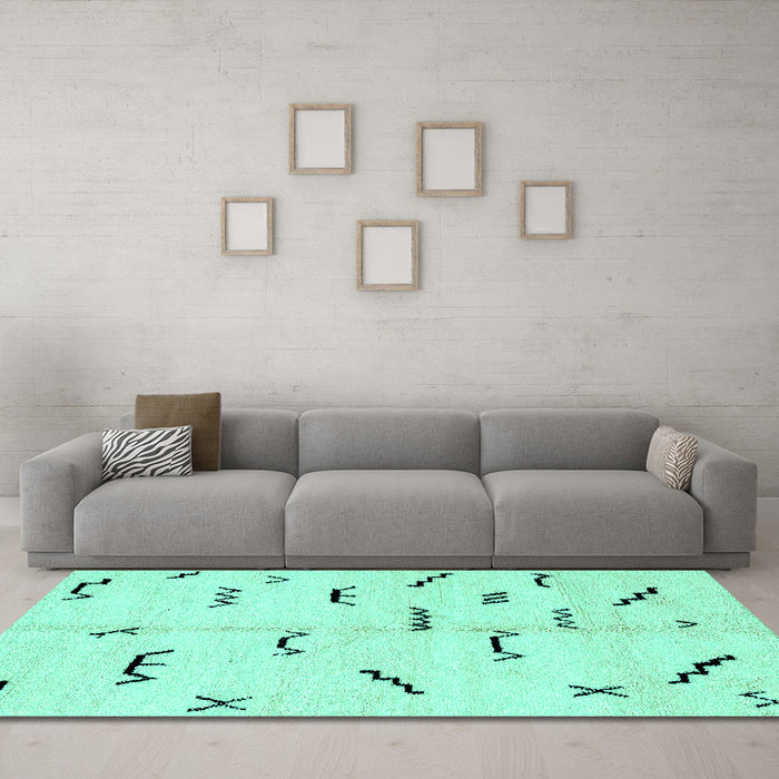 Machine Washable Solid Turquoise Modern Area Rugs in a Living Room,, wshabs2909turq