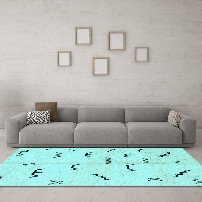 Machine Washable Solid Light Blue Modern Rug in a Living Room, wshabs2909lblu