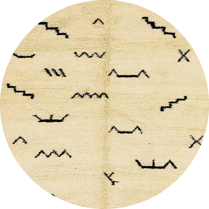 Round Machine Washable Abstract Sun Yellow Rug, wshabs2909