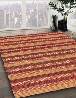 Abstract Indian Saffron Orange Oriental Rug in Family Room, abs290