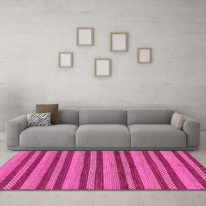 Machine Washable Oriental Pink Modern Rug in a Living Room, wshabs290pnk