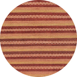 Round Abstract Indian Saffron Orange Oriental Rug, abs290