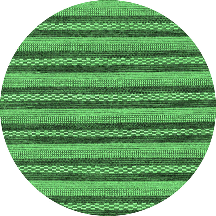Round Machine Washable Oriental Emerald Green Modern Area Rugs, wshabs290emgrn