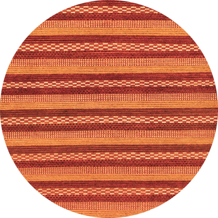 Round Machine Washable Oriental Orange Modern Area Rugs, wshabs290org