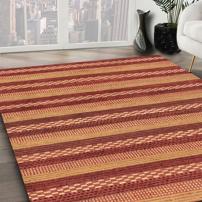 Machine Washable Abstract Indian Saffron Orange Rug in a Family Room, wshabs290
