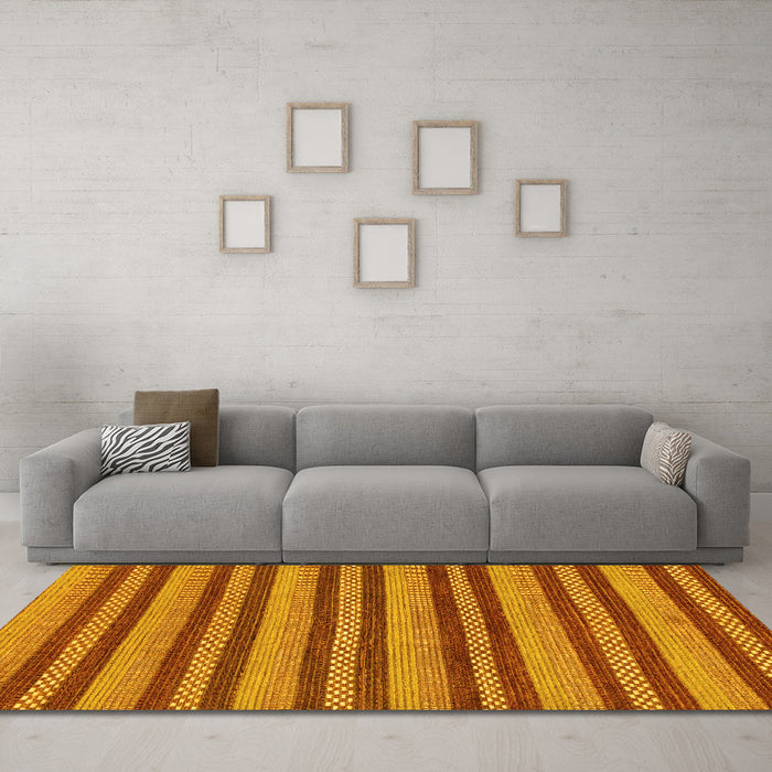 Machine Washable Oriental Yellow Modern Rug in a Living Room, wshabs290yw