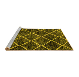 Sideview of Machine Washable Abstract Yellow Modern Rug, wshabs2910yw