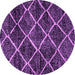 Round Abstract Purple Modern Rug, abs2910pur