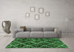 Machine Washable Abstract Emerald Green Modern Area Rugs in a Living Room,, wshabs2910emgrn