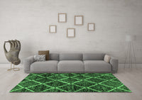 Machine Washable Abstract Emerald Green Modern Rug, wshabs2910emgrn