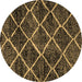 Round Abstract Brown Modern Rug, abs2910brn