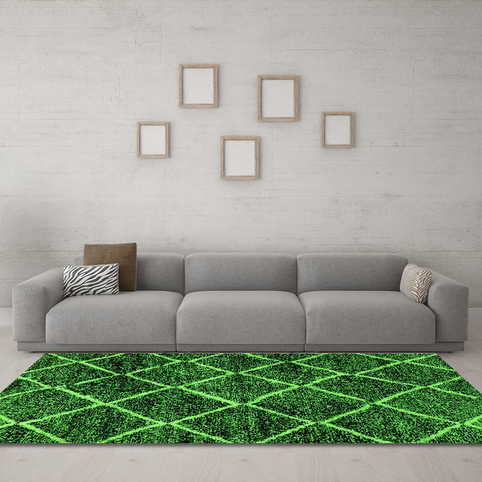 Machine Washable Abstract Green Modern Area Rugs in a Living Room,, wshabs2910grn