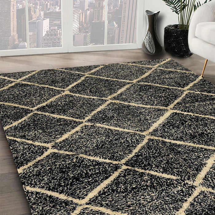 Abstract Brown Modern Rug in Family Room, abs2910