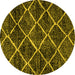 Round Machine Washable Abstract Yellow Modern Rug, wshabs2910yw