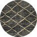 Round Machine Washable Abstract Brown Rug, wshabs2910