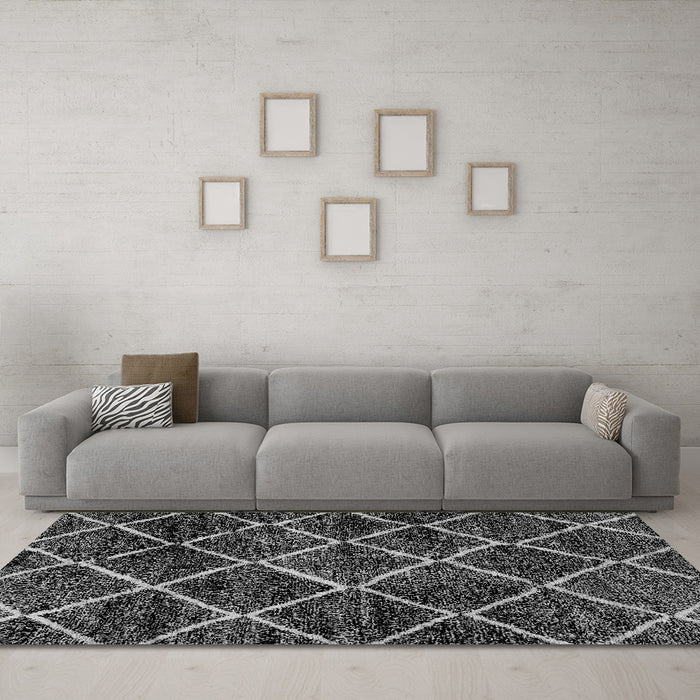 Machine Washable Abstract Gray Modern Rug in a Living Room,, wshabs2910gry