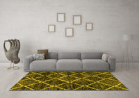 Machine Washable Abstract Yellow Modern Rug, wshabs2910yw