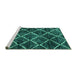 Sideview of Machine Washable Abstract Turquoise Modern Area Rugs, wshabs2910turq