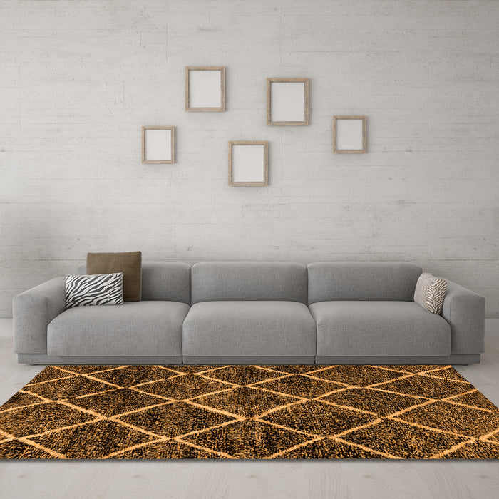Machine Washable Abstract Orange Modern Area Rugs in a Living Room, wshabs2910org