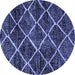 Round Machine Washable Abstract Blue Modern Rug, wshabs2910blu