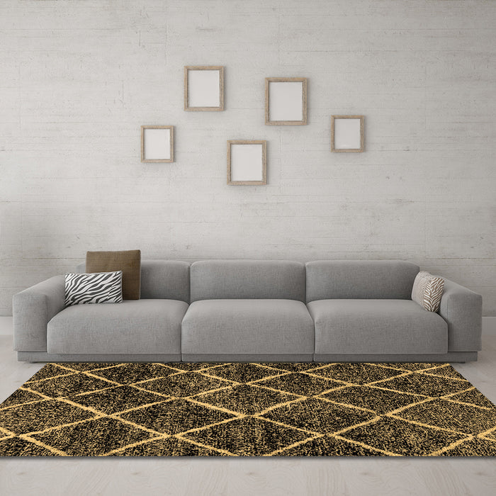 Machine Washable Abstract Brown Modern Rug in a Living Room,, wshabs2910brn