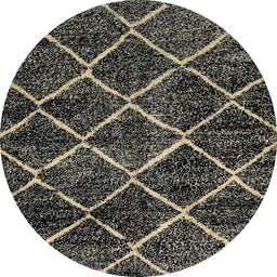 Round Abstract Brown Modern Rug, abs2910