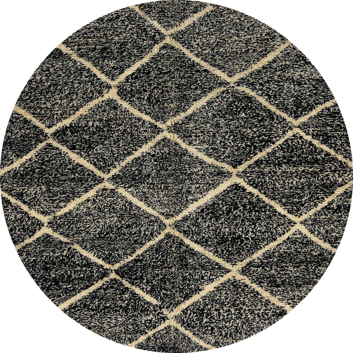 Round Abstract Brown Modern Rug, abs2910
